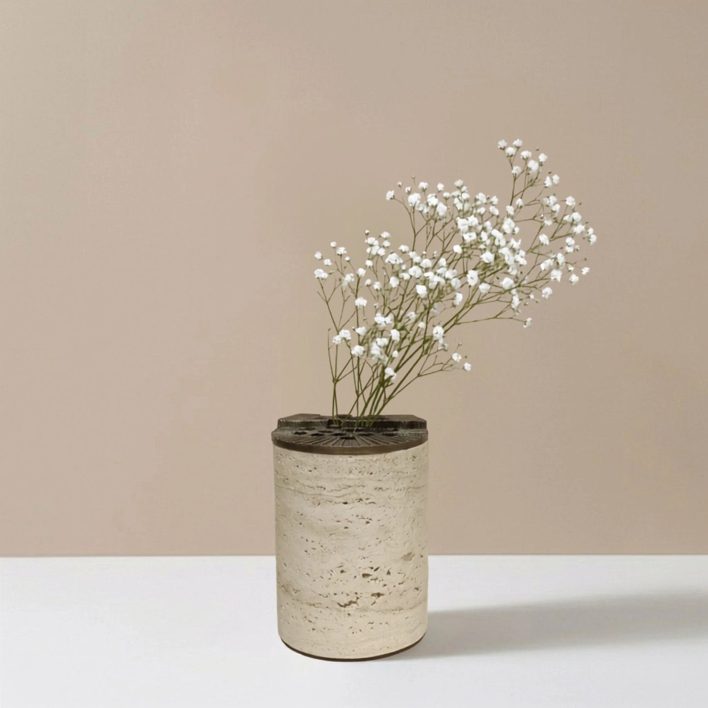 Beige Travertine Multi End At Top Flower Vase