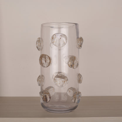 Transparent Golden Crystal Hand-Blown Glass Vase