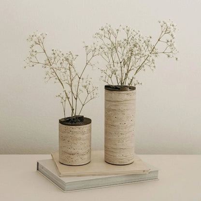 Beige Travertine Multi End At Top Flower Vase