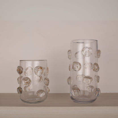 Transparent Golden Crystal Hand-Blown Glass Vase