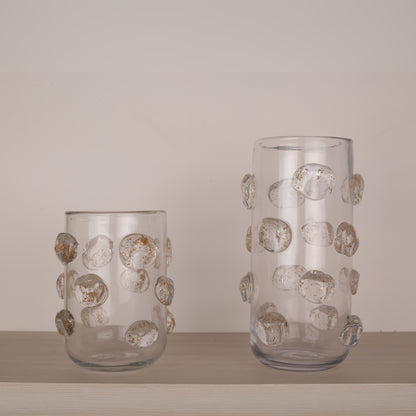 Transparent Golden Crystal Hand-Blown Glass Vase