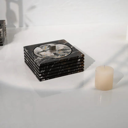 Metal Leather Marble Jewelry Box (Black, Green)
