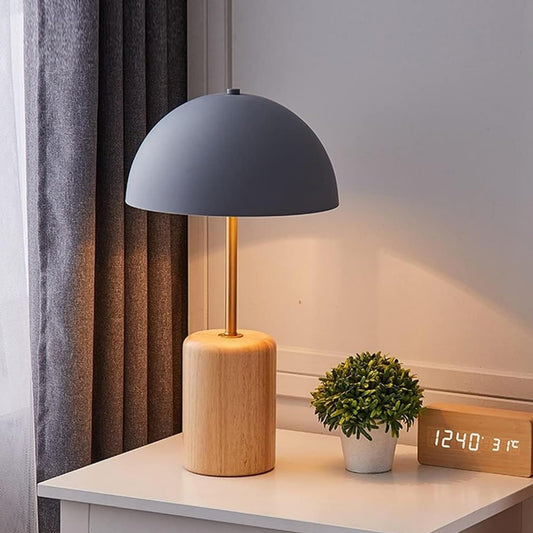 Mushroom Shade Wooden Base Decorative Table Lamp