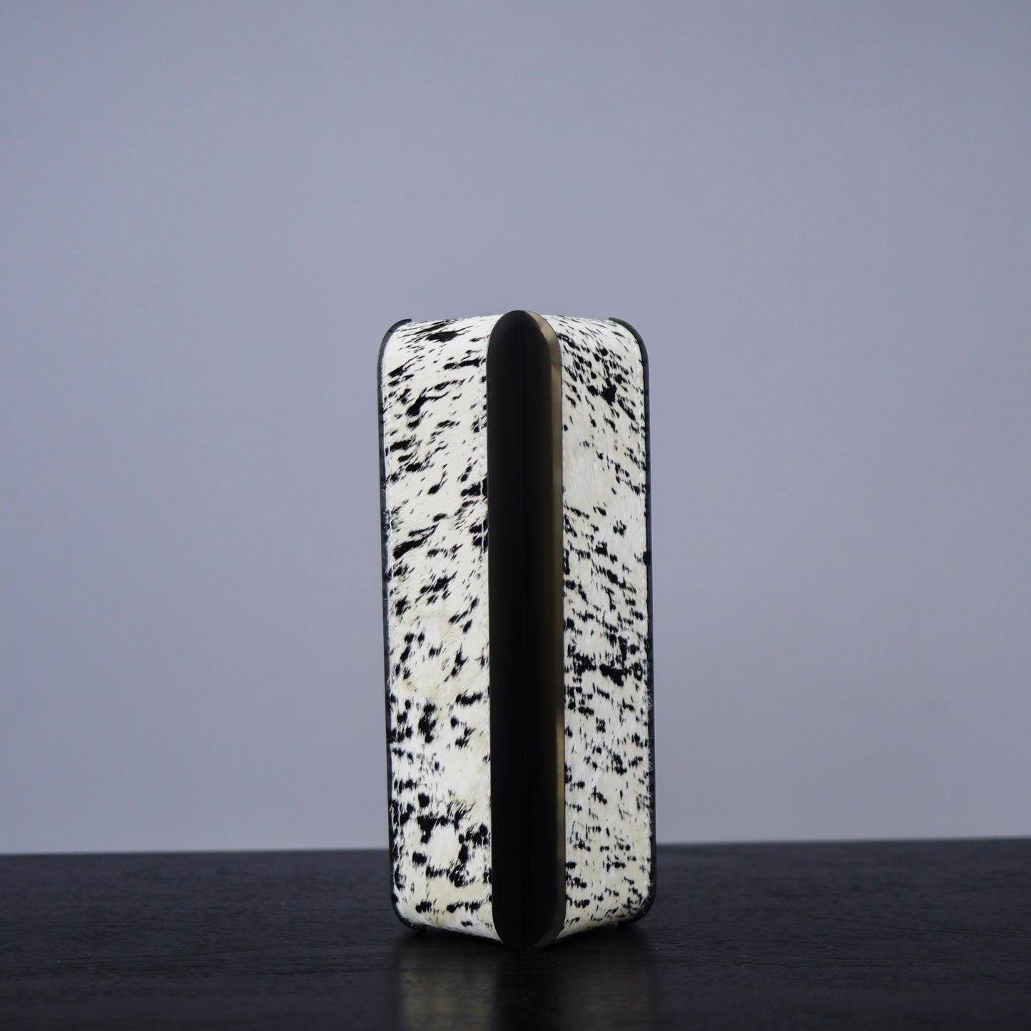Macron Black Titanium Leather Flower Vase