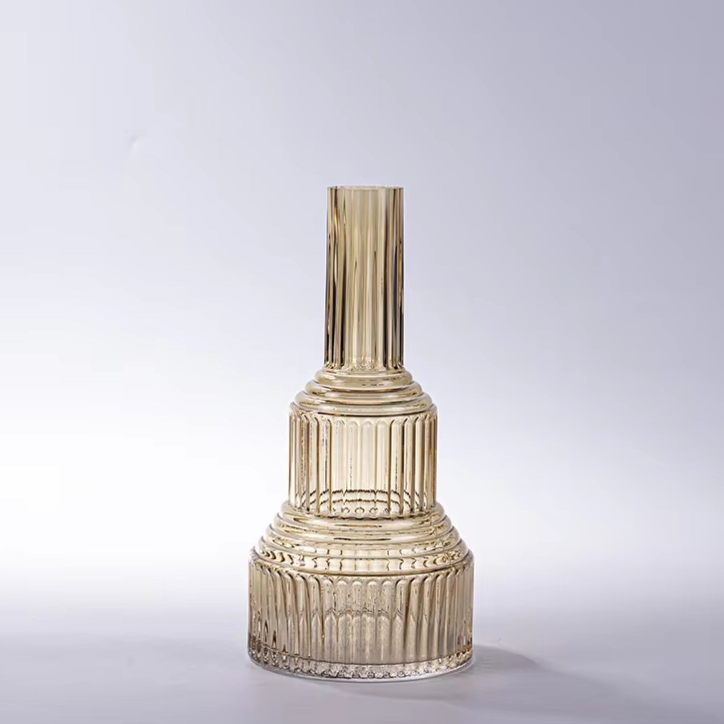 Yellow Geometric Hand Blown Glass Vase