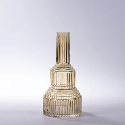 Yellow Geometric Hand Blown Glass Vase