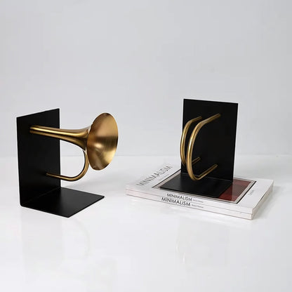 Gold Horn Bookends Metal Ornaments