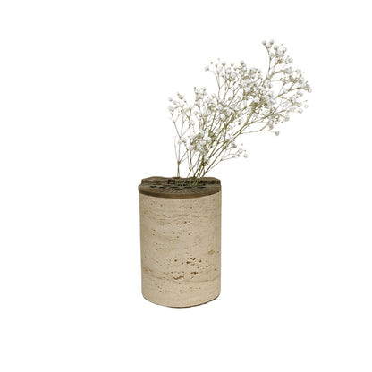 Beige Travertine Multi End At Top Flower Vase