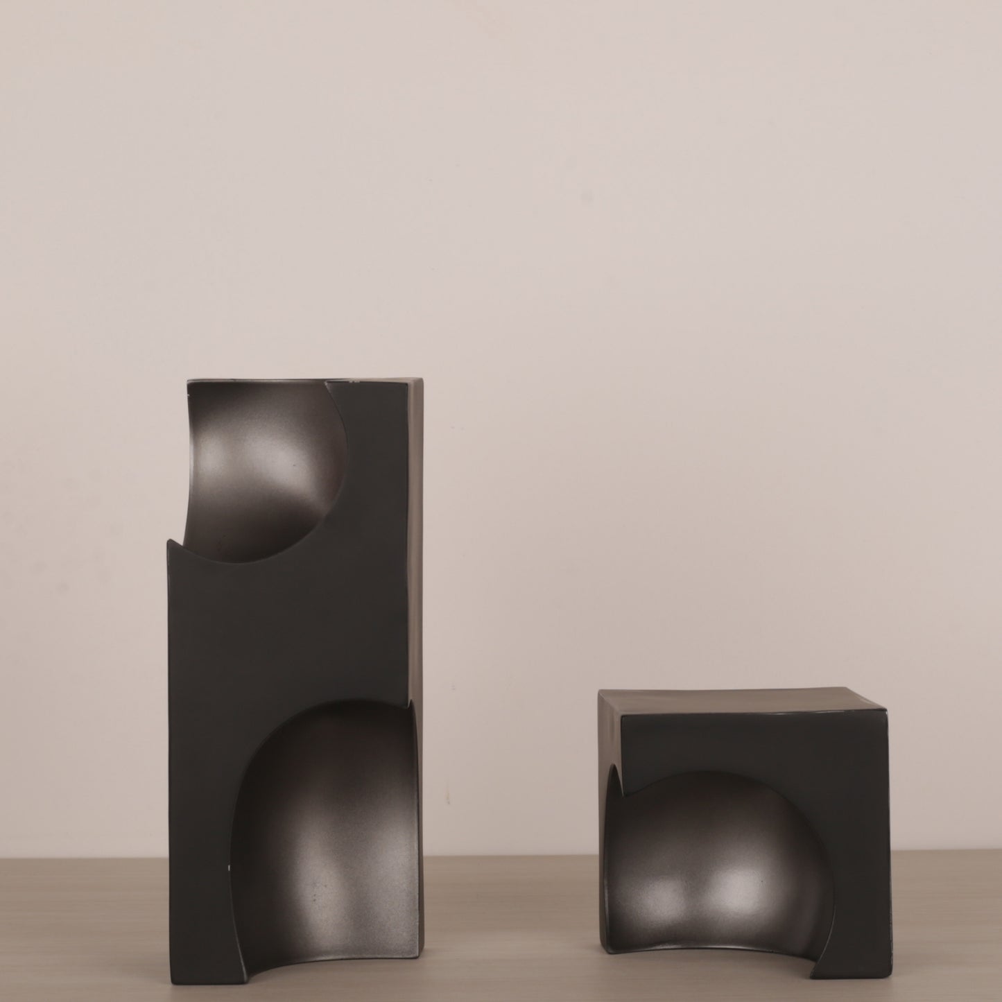 Black Resin Inside Cube Design Geometric Sculpture