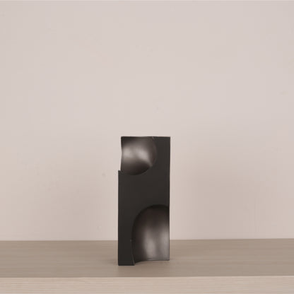 Black Resin Inside Cube Design Geometric Sculpture