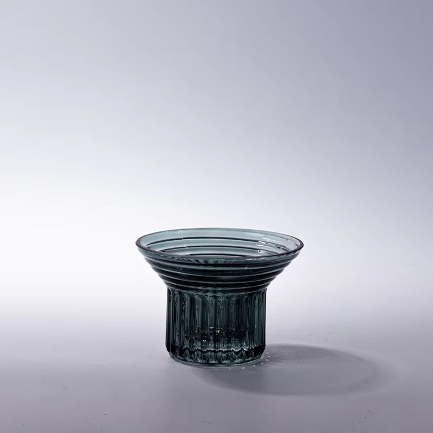 Dark Green Geometric Hand Blown Glass Vase