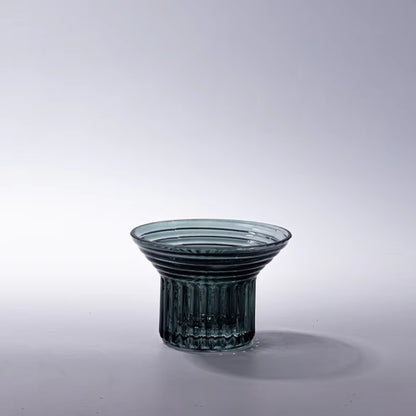 Dark Green Geometric Hand Blown Glass Vase