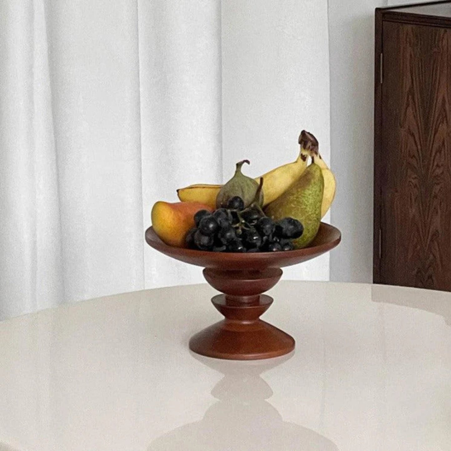 Solid Wood Fruit Plate - Walnut Color