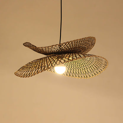 Double Layered Hand Woven Bamboo Pendant Light