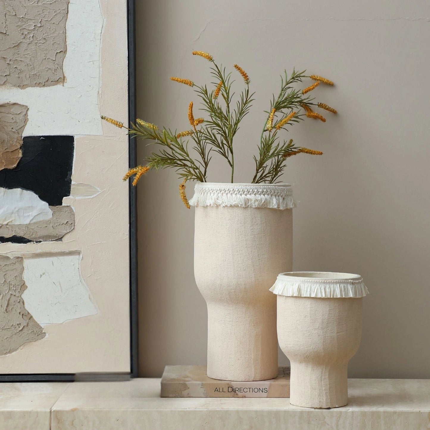 Lace Beige Tone Flower Vase