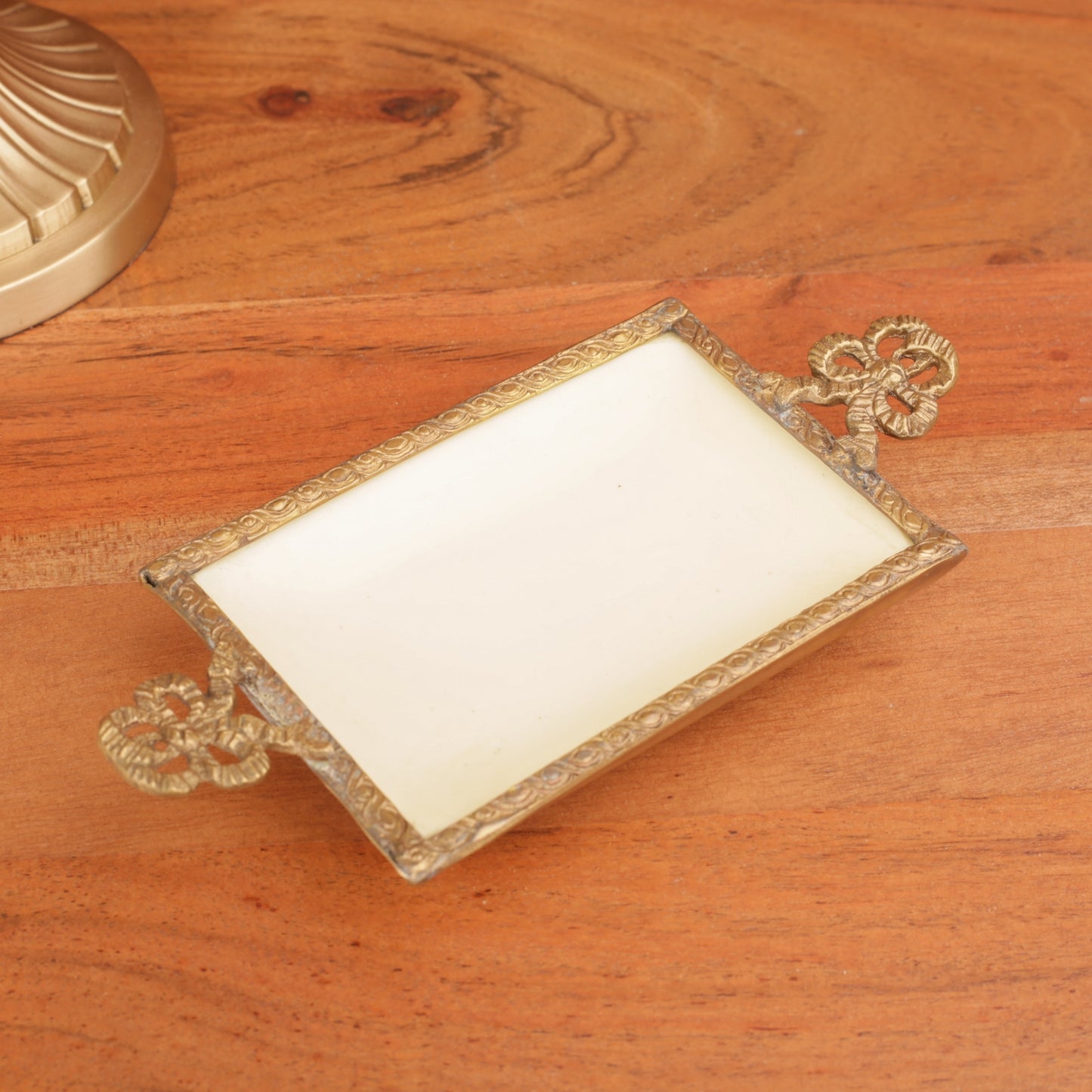 Golden Metal Carved Small Tray