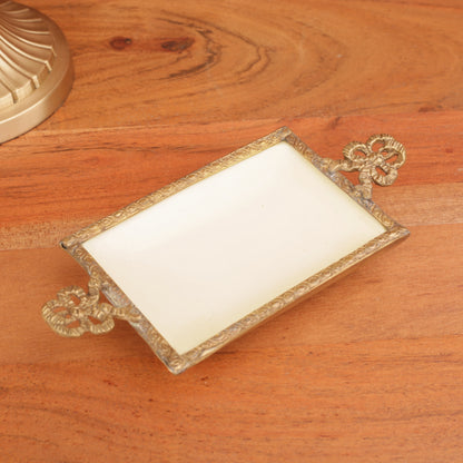 Golden Metal Carved Small Tray