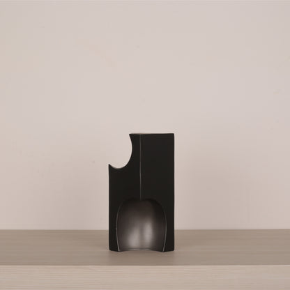 Black Resin Inside Cube Design Geometric Sculpture