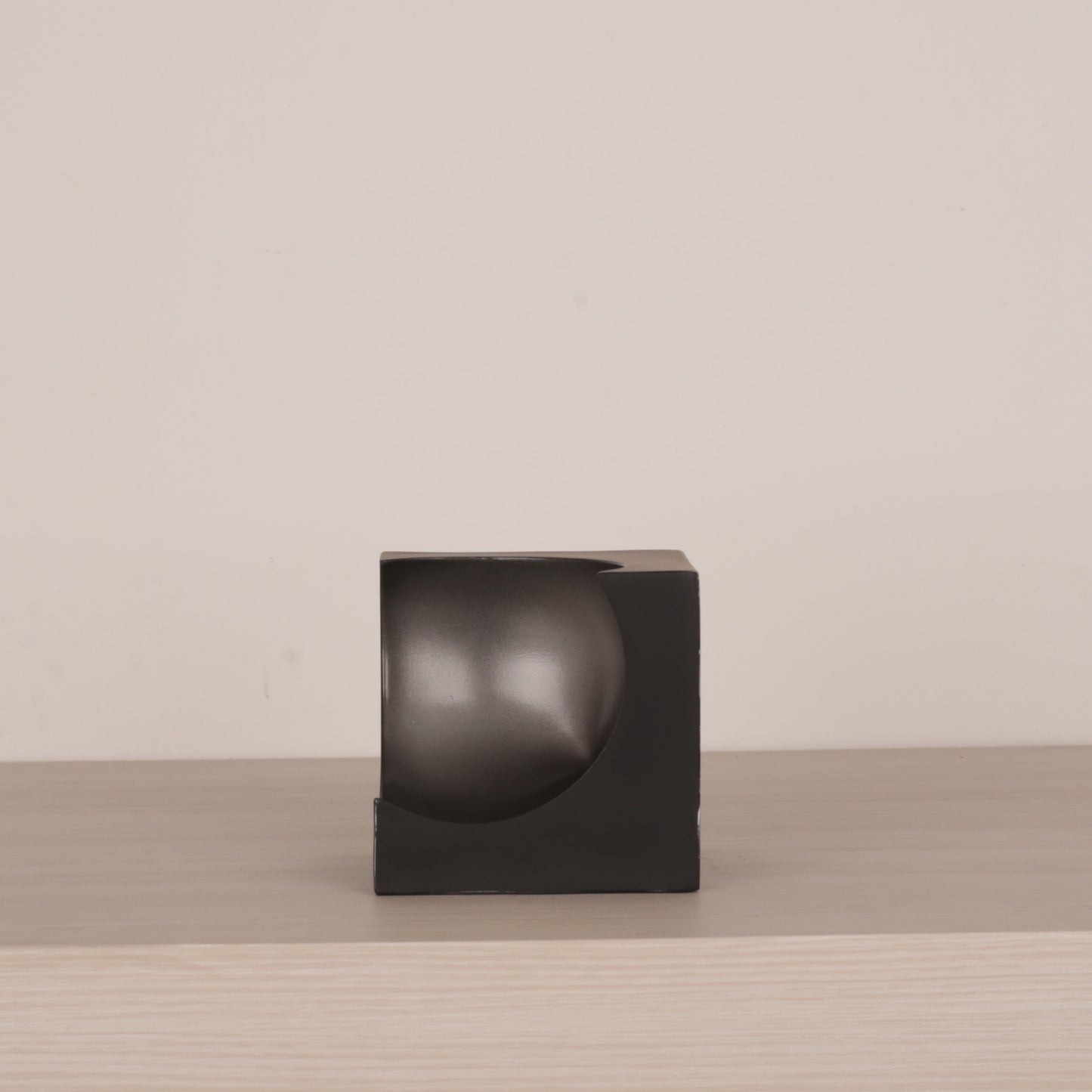 Black Resin Inside Cube Design Geometric Sculpture