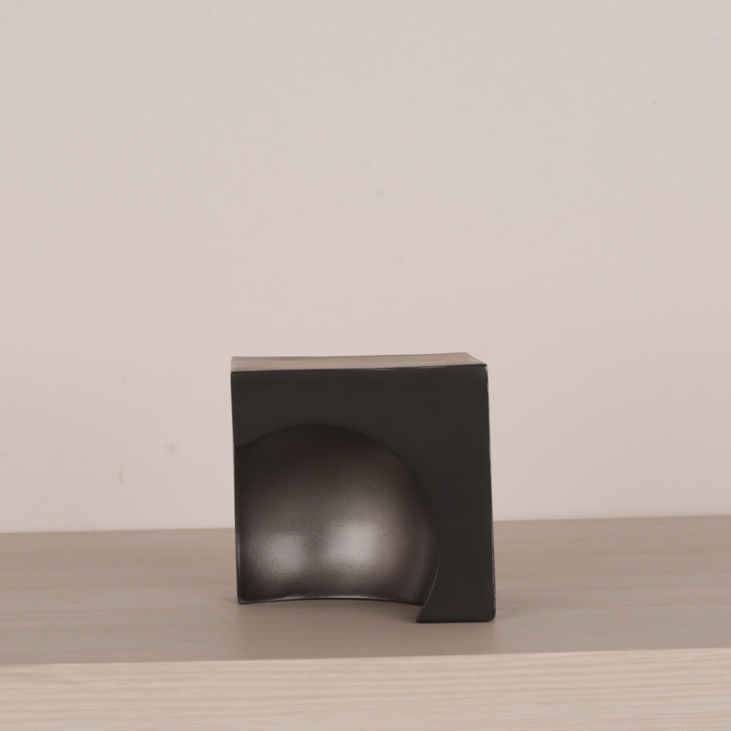 Black Resin Inside Cube Design Geometric Sculpture