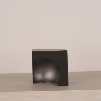 Black Resin Inside Cube Design Geometric Sculpture