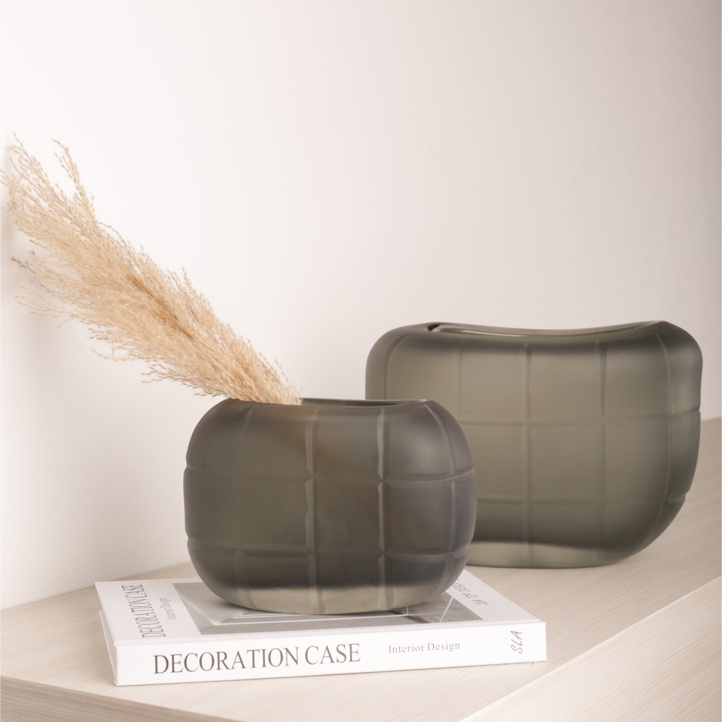 Grey Glass Geometry Shape Vase