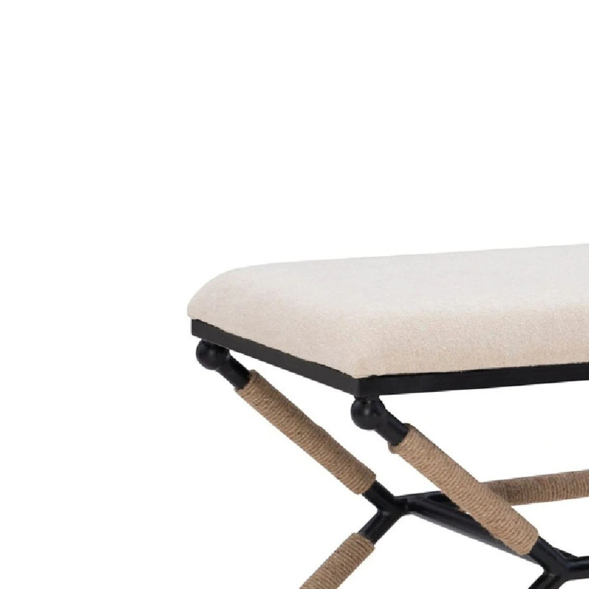 Upholstered Bench with Rope Detail