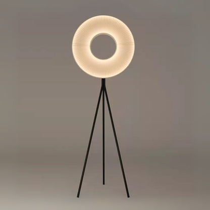 Fabric Pleated LED Disc Floor Lamp