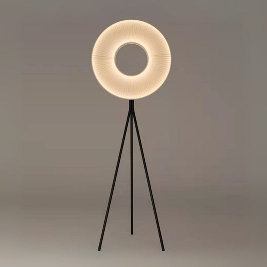 Fabric Pleated LED Disc Floor Lamp