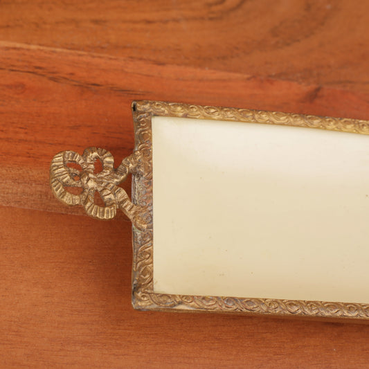 Golden Metal Carved Small Tray