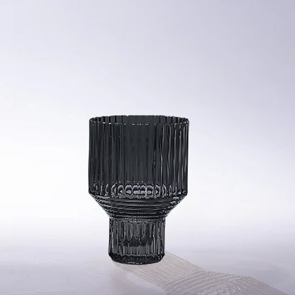 Dark Green Geometric Hand Blown Glass Vase