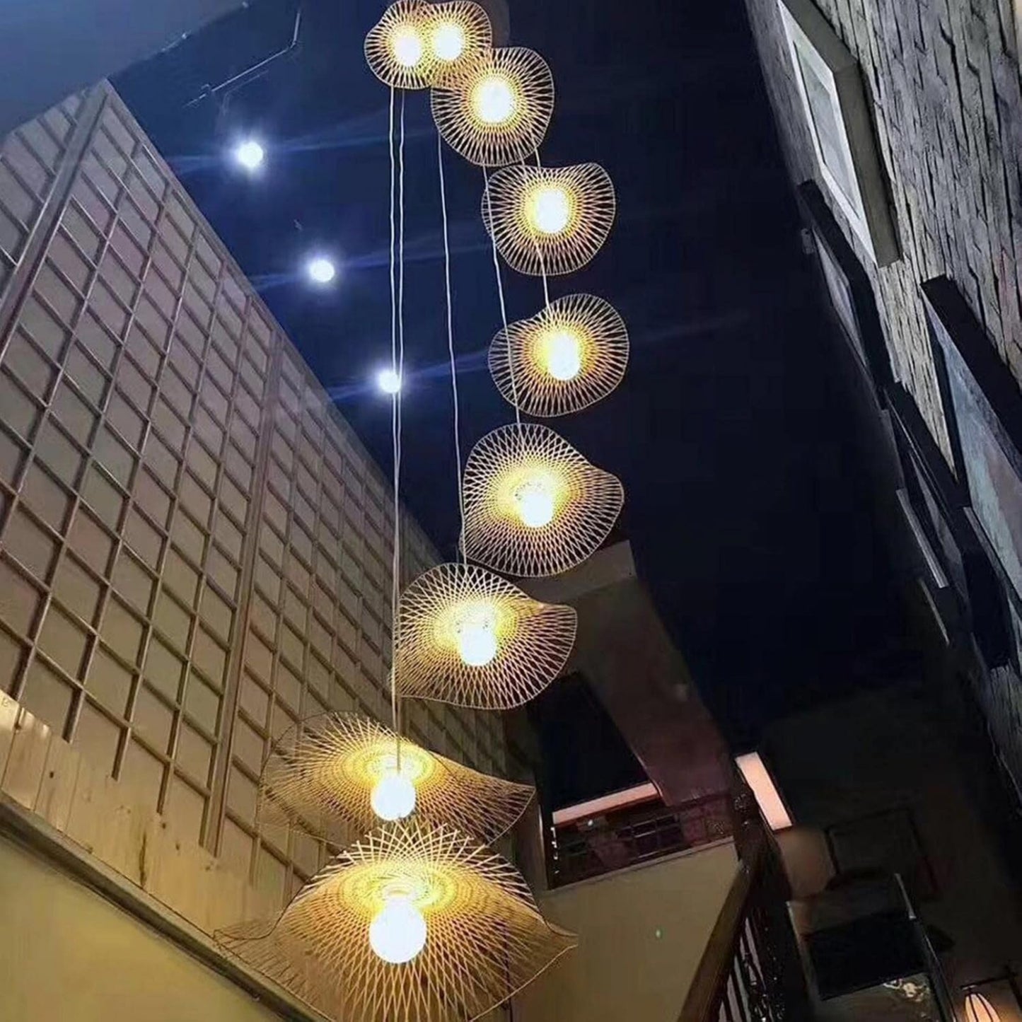 Double Layered Hand Woven Bamboo Pendant Light