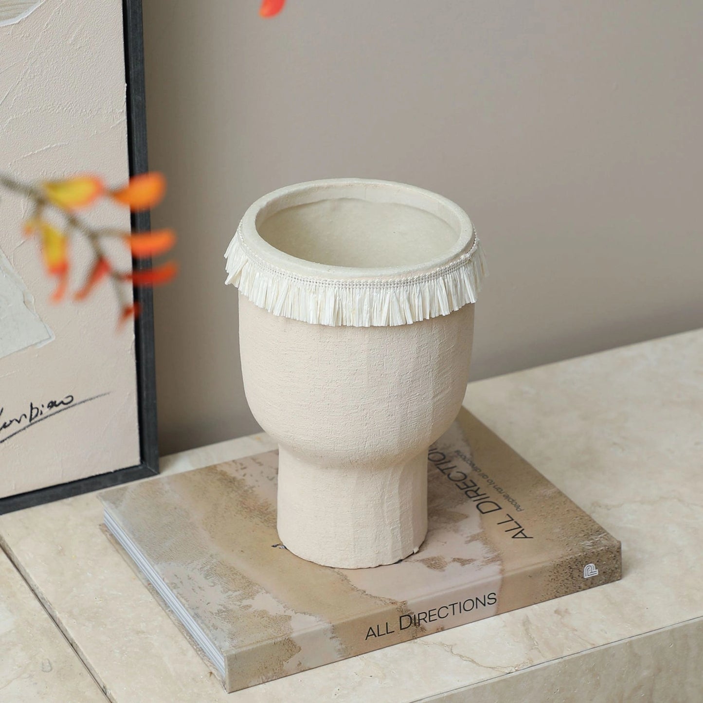 Lace Beige Tone Flower Vase