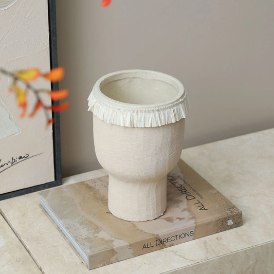 Lace Beige Tone Flower Vase