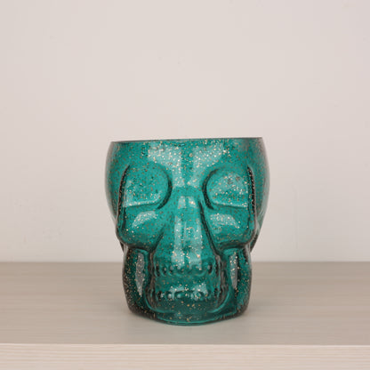 Skull Shape Colored Glass Decorative Vase
