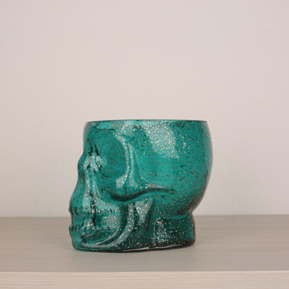 Skull Shape Colored Glass Decorative Vase