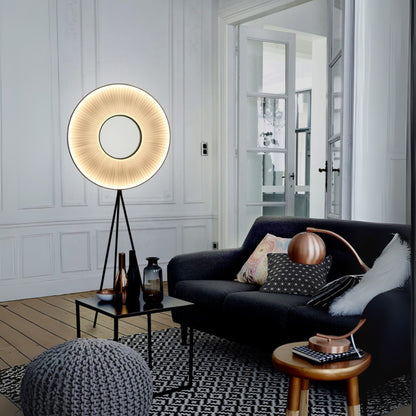 Fabric Pleated LED Disc Floor Lamp