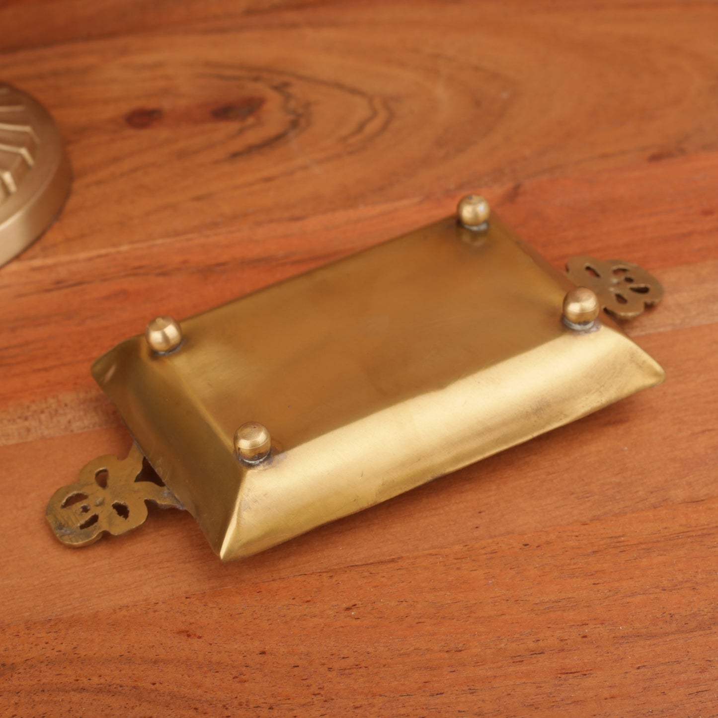 Golden Metal Carved Small Tray