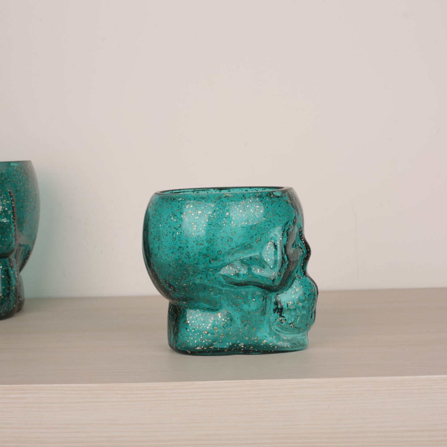 Skull Shape Colored Glass Decorative Vase