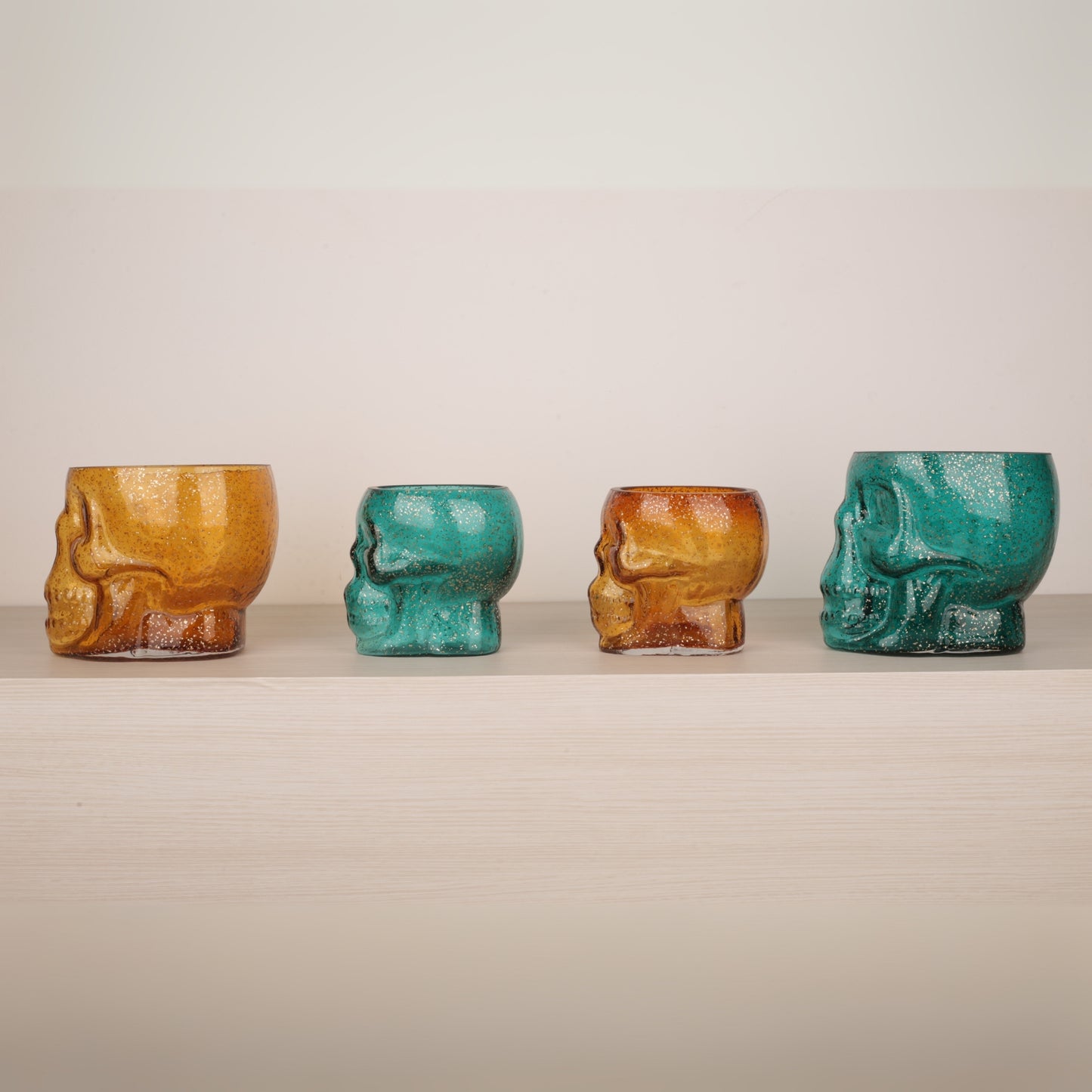 Skull Shape Colored Glass Decorative Vase