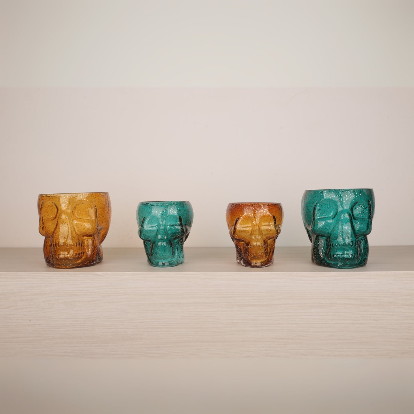 Skull Shape Colored Glass Decorative Vase