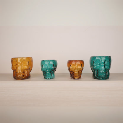 Skull Shape Colored Glass Decorative Vase