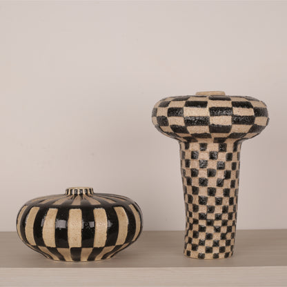 Tall and Oblate Sand Tabletop Vase