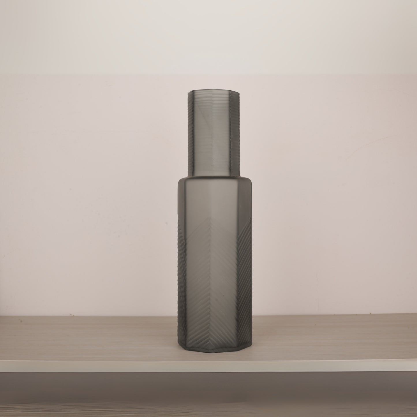 Bottle Shape Grey Glass Tabletop Vase