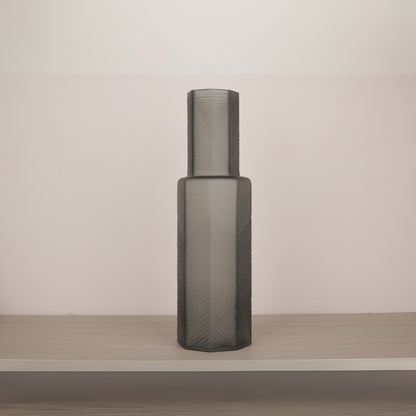 Bottle Shape Grey Glass Tabletop Vase