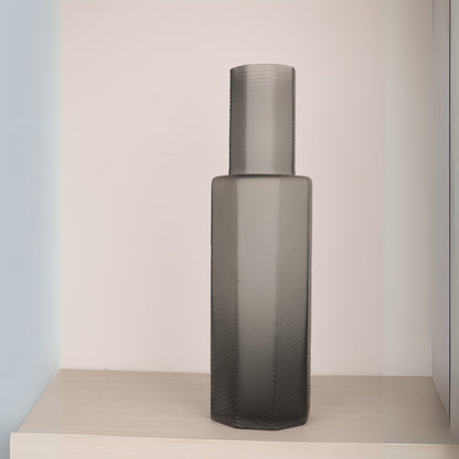 Bottle Shape Grey Glass Tabletop Vase