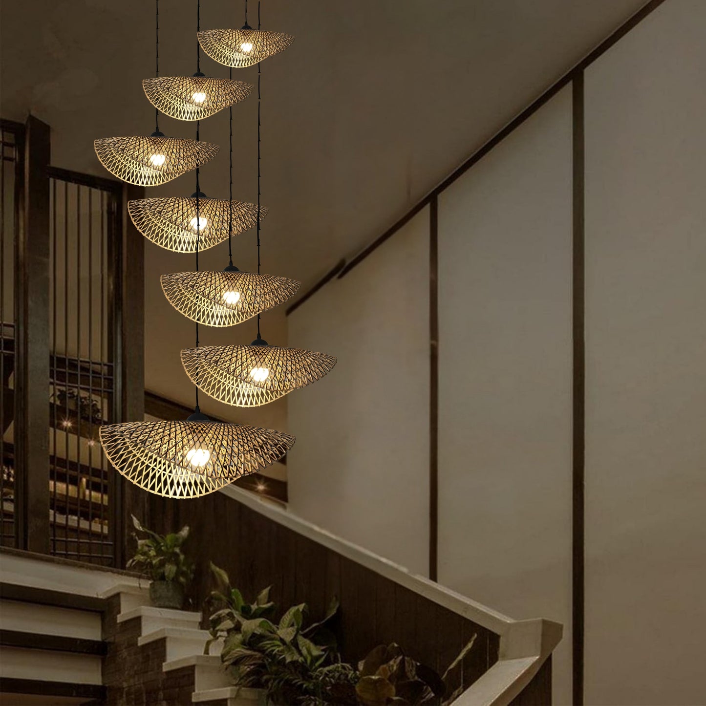 Handmade Bamboo Weaving Wicker Pendant Light