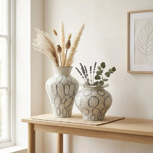 Blue-Veined Stone Design Decorative Flower Vase