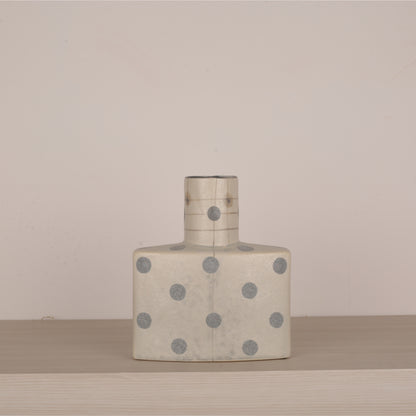 Dusty Blue Abstract Design Flower Vase
