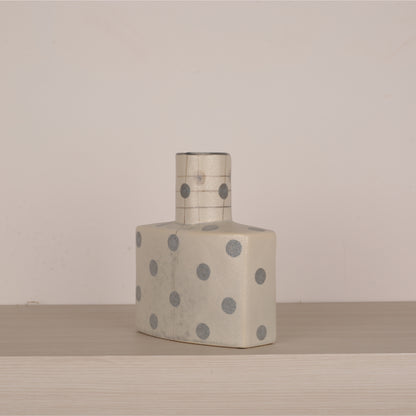 Dusty Blue Abstract Design Flower Vase